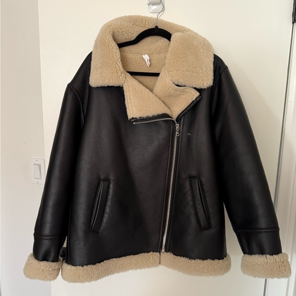 MANGO faux shearling lined coat
